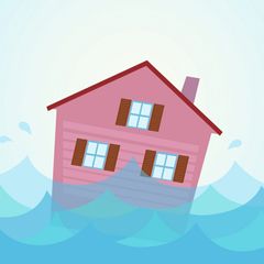 Flooded house cartoon
