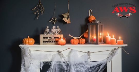 Halloween decor on mantle