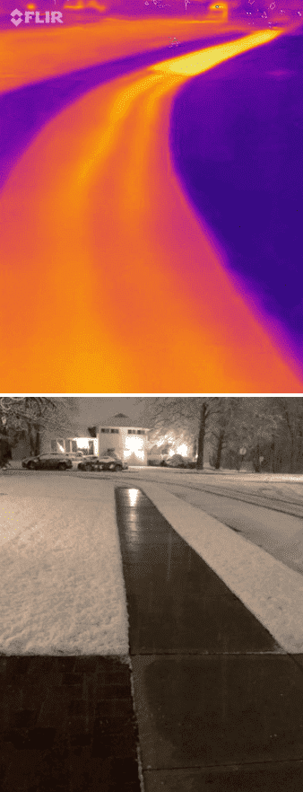 Snow melt in infrared and regular camera